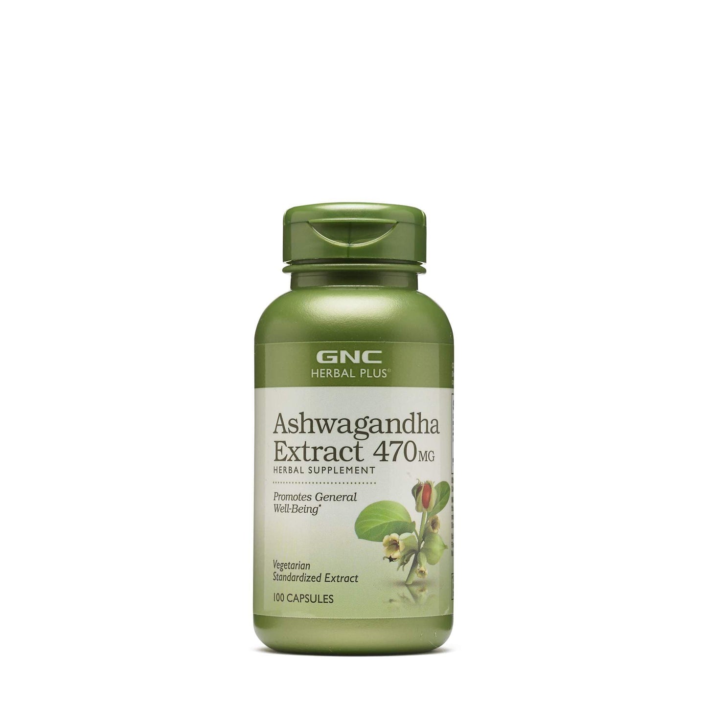 GNC Herbal Plus Ashwagandha Extract 470mg - Vegetarian, 100 Servings