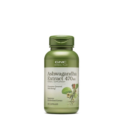 GNC Herbal Plus Ashwagandha Extract 470mg - Vegetarian, 100 Servings