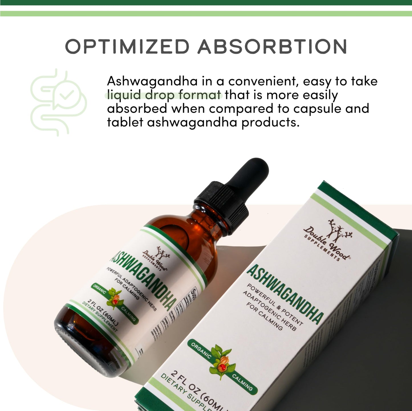 Ashwagandha Organic Drops 1200mg (60 Servings) – Stress Relief | Double Wood