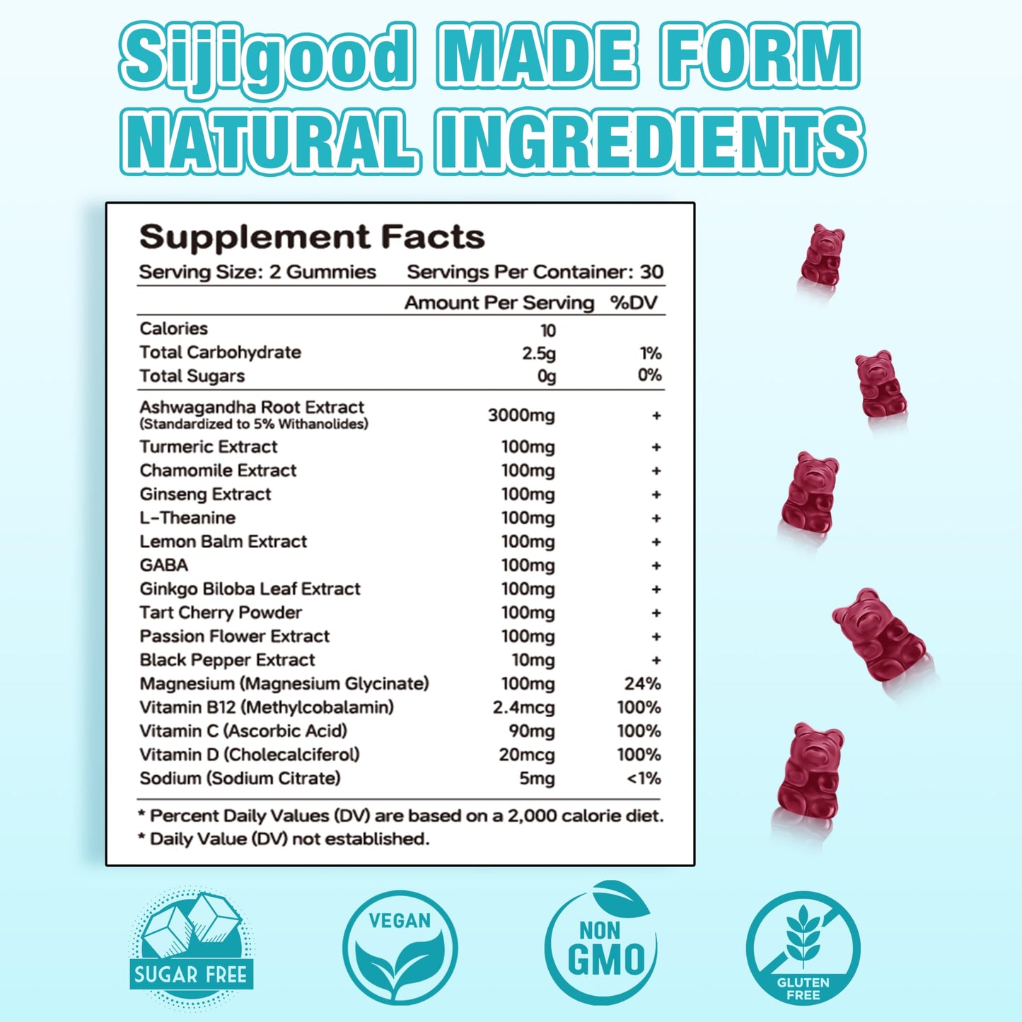 Ashwagandha Gummies for Immunity & Relaxation - Blueberry, 60 Count