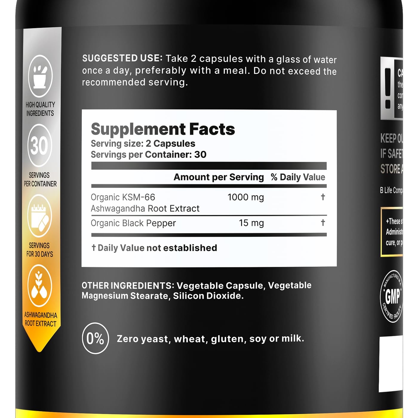 Organic Ashwagandha KSM-66 1000 mg Supplement | Adaptogen for Cortisol Support & Stress Relief | Mood, Calm & Sleep Aid for Men & Women | Ashwagandha ritual vitamins for women | 60 Vegan Caps