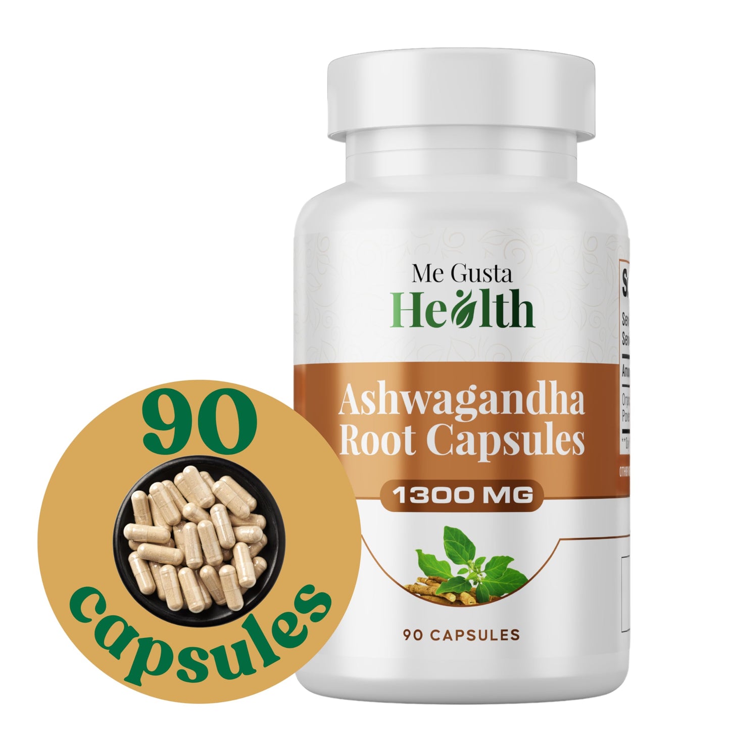 ME GUSTA HEALTH Ashwagandha Root Powder Capsules 1300mg – 90 Veg Capsules – Immune & Mood Support