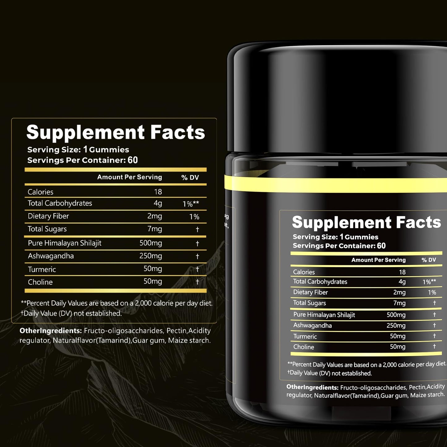 Eullsi Pure Himalayan Shilajit Gummies + Ashwagandha for Energy, Stamina & Immune Support | Vegan Non-GMO, 180 Count