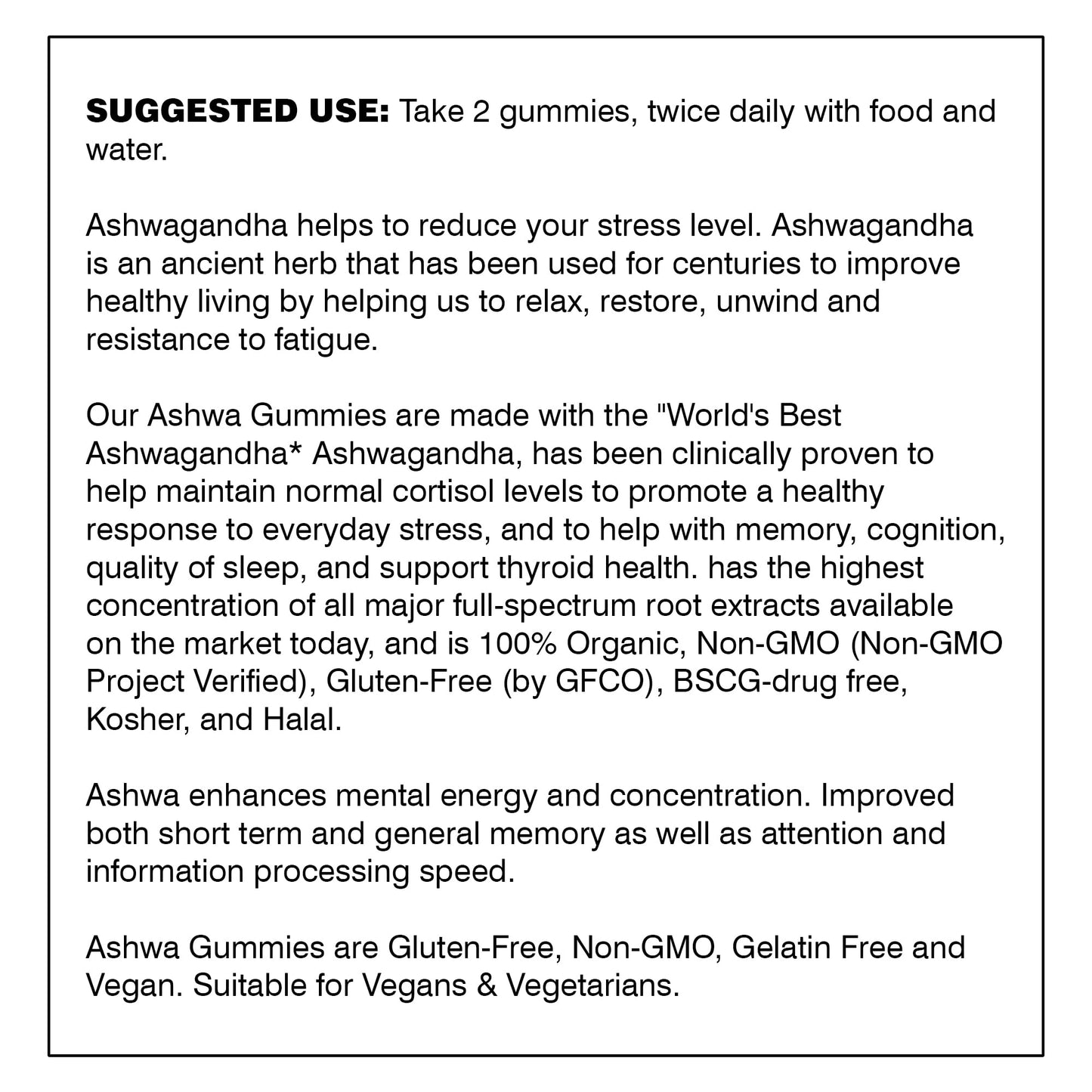 Ashwagandha Gummies – 60 Vegan Gummies | 300mg Root Extract + Vitamin D2