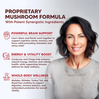 aSquared Nutrition Mushroom Gummies - 10x Complex Mushroom Blend for Energy, Focus & Immune Support