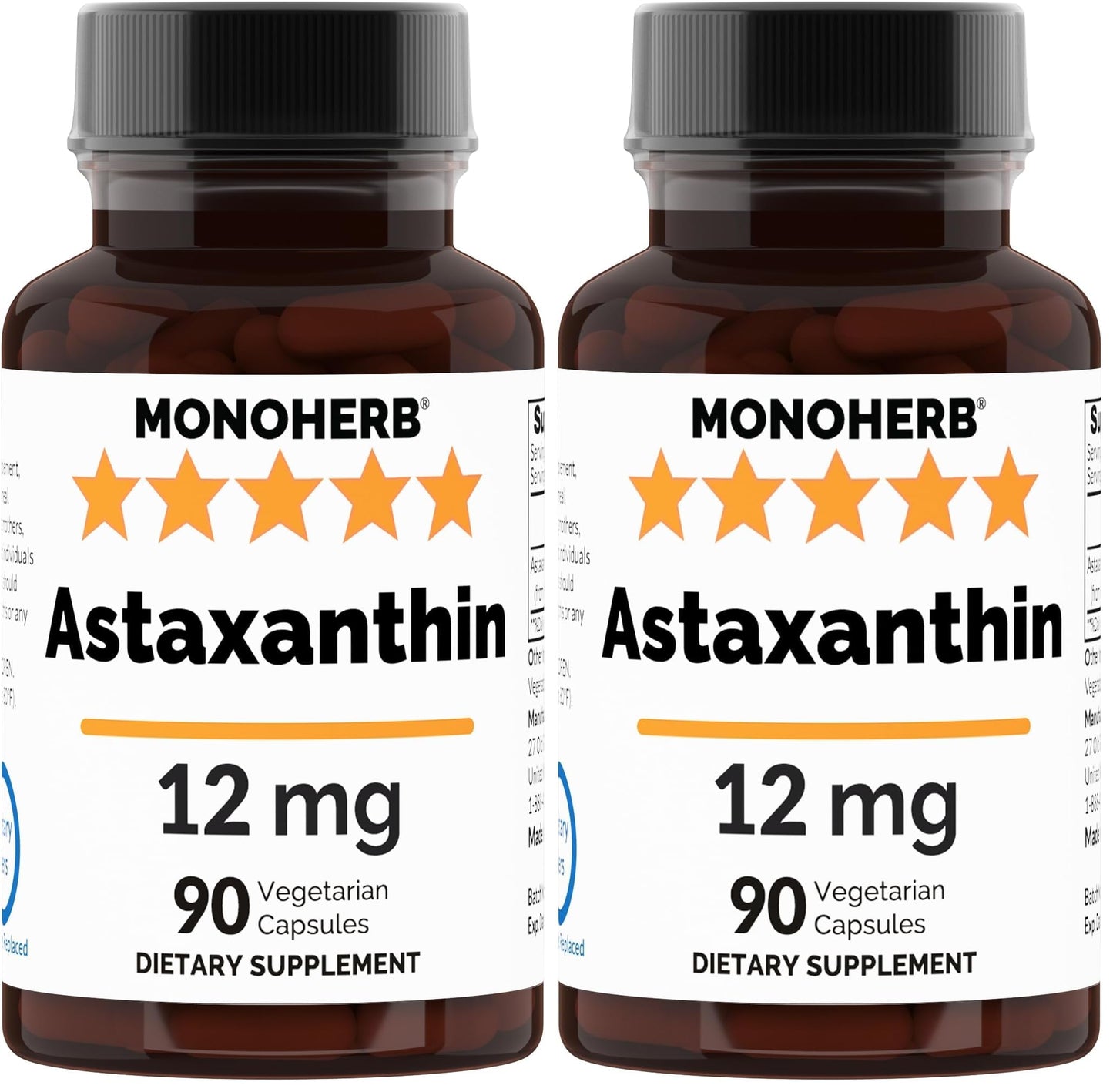 Astaxanthin 12 mg - 90 Veg Capsules (Pack of 2) | Vegan Antioxidant Supplement