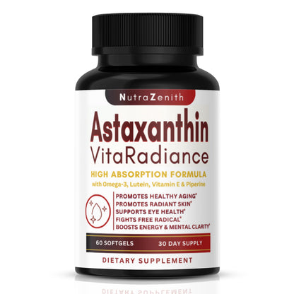 Astaxanthin Supplement with Omega-3, Vitamin E & Lutein – 60 Capsules | Antioxidant Support & Energy