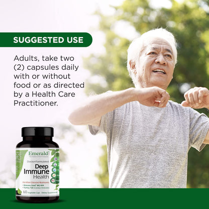 Emerald Labs Deep Immune Health - Immune Support (60 Veg Capsules) with Maitake, Meriva Turmeric & Astragalus