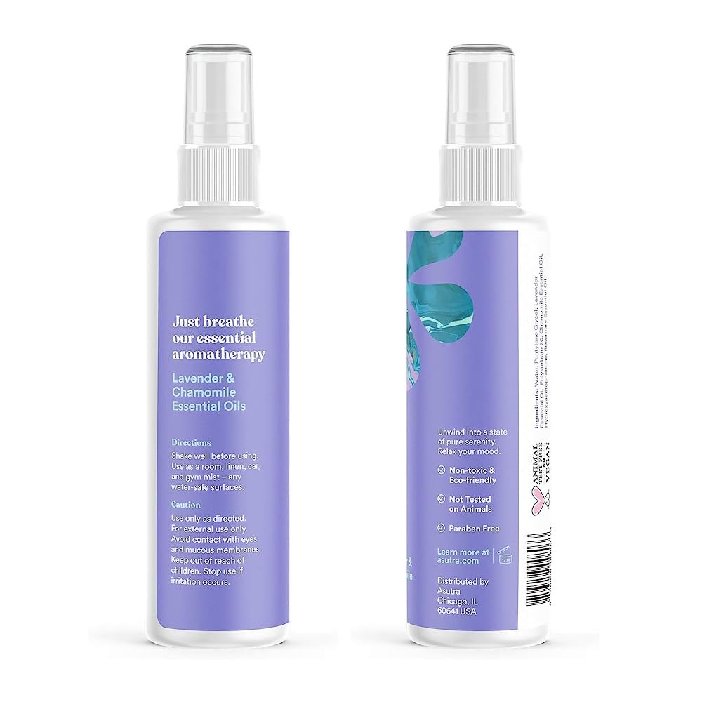ASUTRA Lavender Pillow Spray for Sleeping (Lavender & Chamomile) – 4 fl oz Sleep Mist for Pillows & Linens