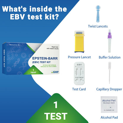 at-Home Epstein-Barr (EBV) Test Kit – Finger-Prick Sample, No Lab Visit Needed – Detects IgG to VCA & EBNA (In Vitro Diagnostic Use Only)