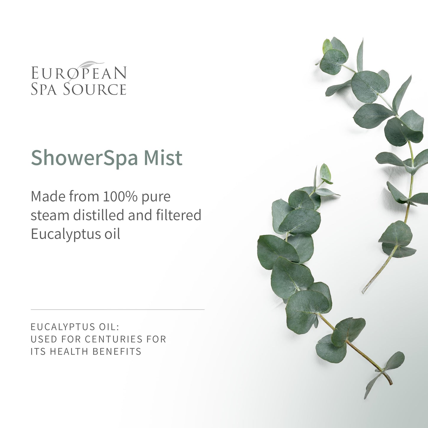 European Spa Source Lavender + Eucalyptus ShowerSpa Mist Spray for Aromatherapy, at Home Spa Experience, Sinus Congestion Relief, and Tension Relief, 4 fl oz.