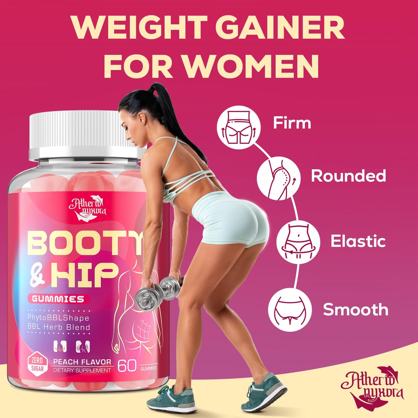 Atherionyxora Booty Gummies for Women – BBL Glow with Collagen & Herbal Blend (120)