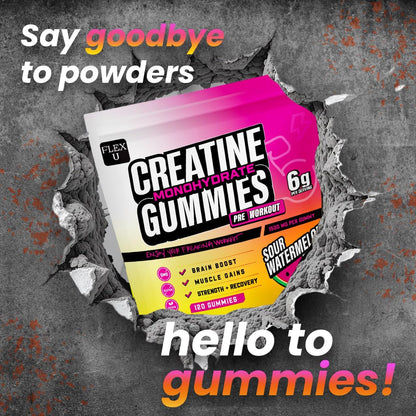 Creatine PreWorkout Gummies - 6g Monohydrate Per Serving | Vegan Watermelon | 120 Ct