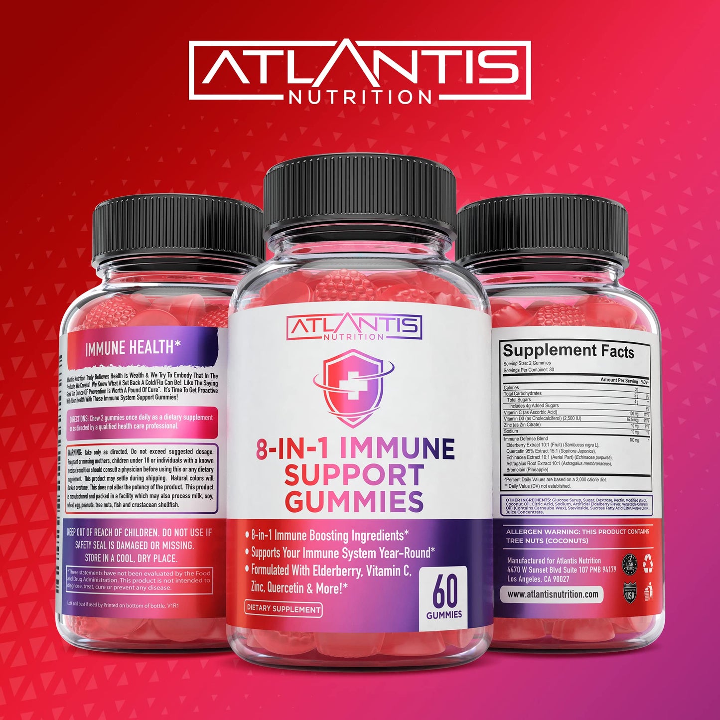 Atlantis Nutrition 8-in-1 Immune Gummies with Elderberry | Immune Support