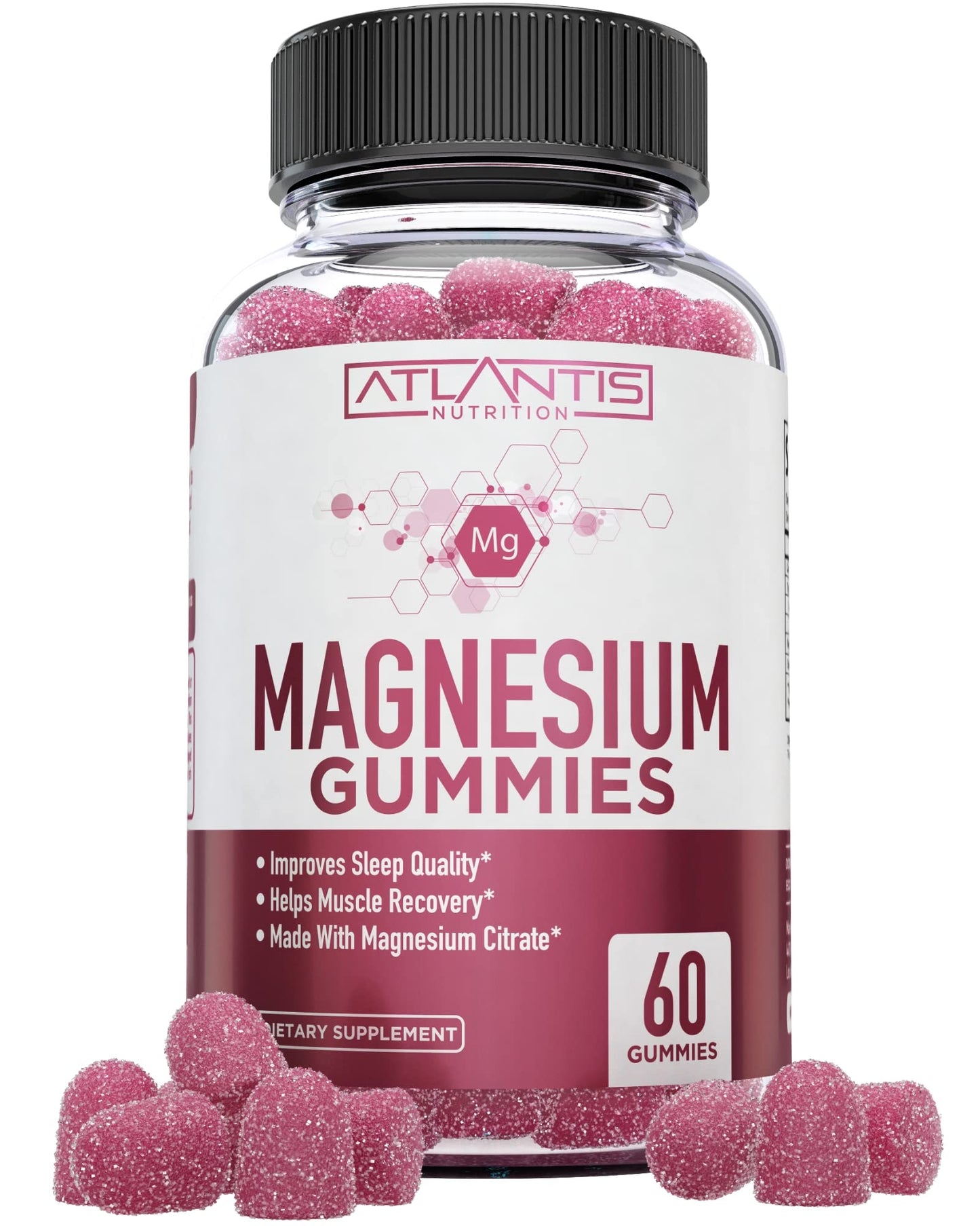 Atlantis Nutrition Magnesium Citrate Gummies – 770mg Magnesium Citrate for Kids & Adults | Supports Muscle Recovery, Eases Cramps, Promotes Calmness & Better Sleep | 60 Vegan Gummies