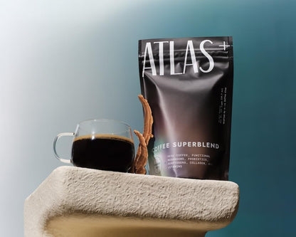 Atlas+ Coffee Superblend – Premium Mushroom Coffee with Collagen, Probiotics, D3 & B12 | 28 Servings