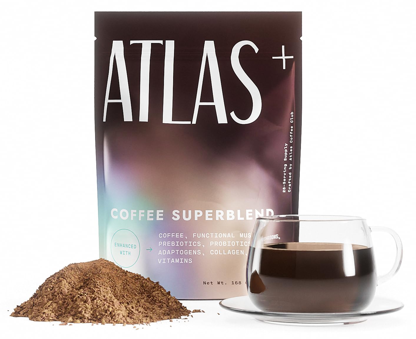 Atlas+ Coffee Superblend – Premium Mushroom Coffee with Collagen, Probiotics, D3 & B12 | 28 Servings