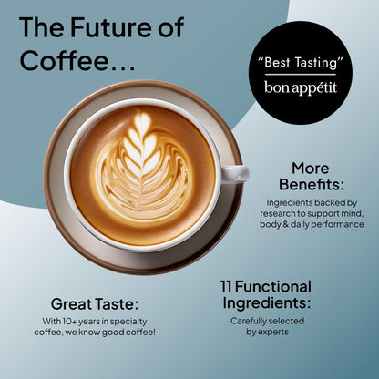 Atlas+ Coffee Superblend – Premium Mushroom Coffee with Collagen, Probiotics, D3 & B12 | 28 Servings
