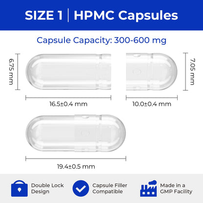 ATLEMISME Empty Vegan Capsules Size 1 – 100 Count | DIY Capsule Filling