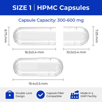 ATLEMISME Empty Vegan Capsules Size 1 – 500-Count DIY Capsules for Filling | Includes 2 Micro Lab Spoons