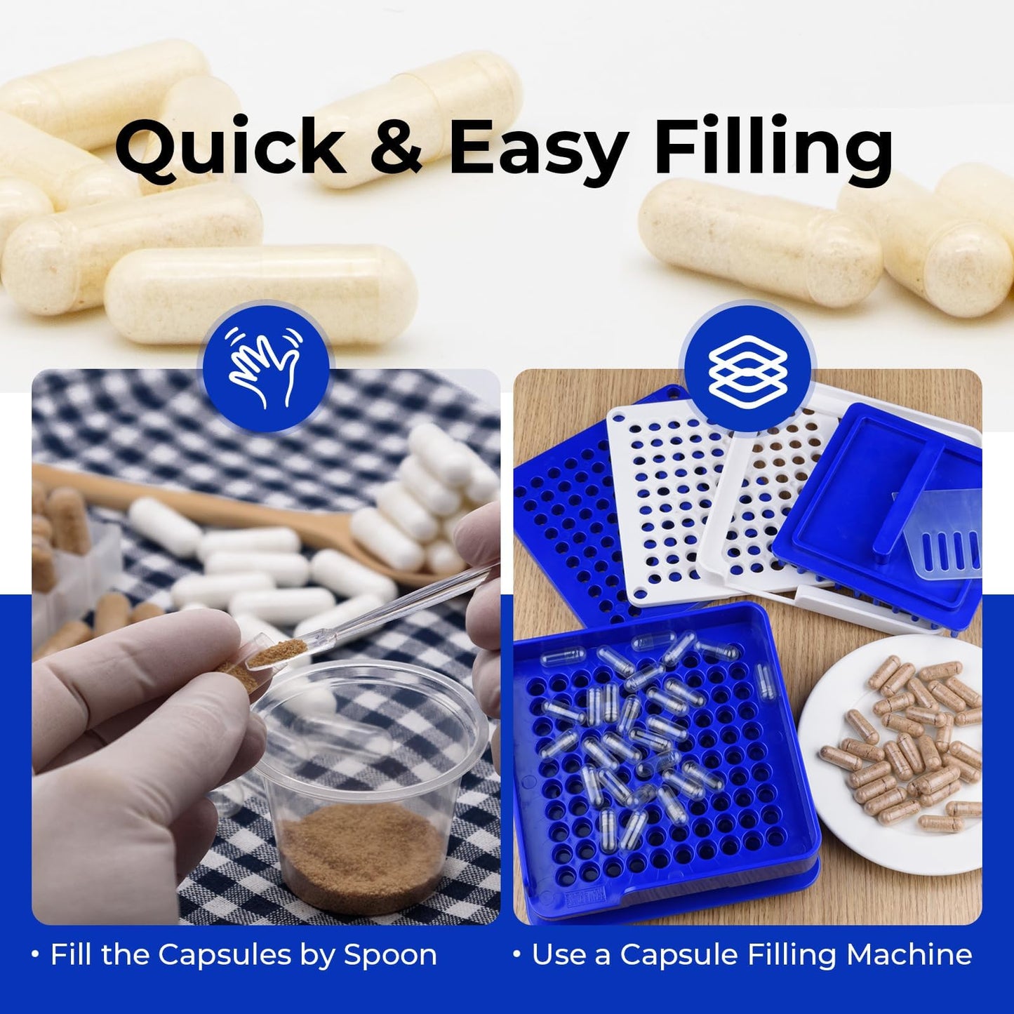 ATLEMISME Empty Vegan Capsules Size 1 – 500-Count DIY Capsules for Filling | Includes 2 Micro Lab Spoons