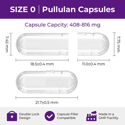 ATLEMISME Pullulan Empty Capsules Size 0 – Vegan, 100 Count