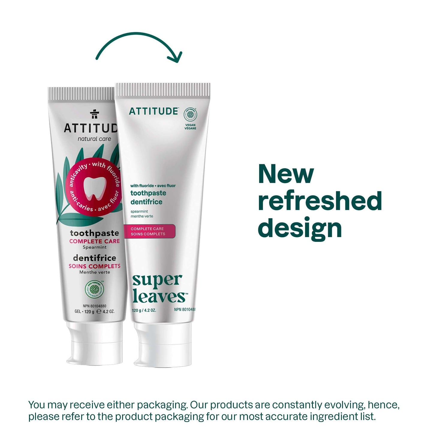 ATTITUDE Complete Care Toothpaste with Fluoride | Spearmint, Vegan & Cruelty-Free