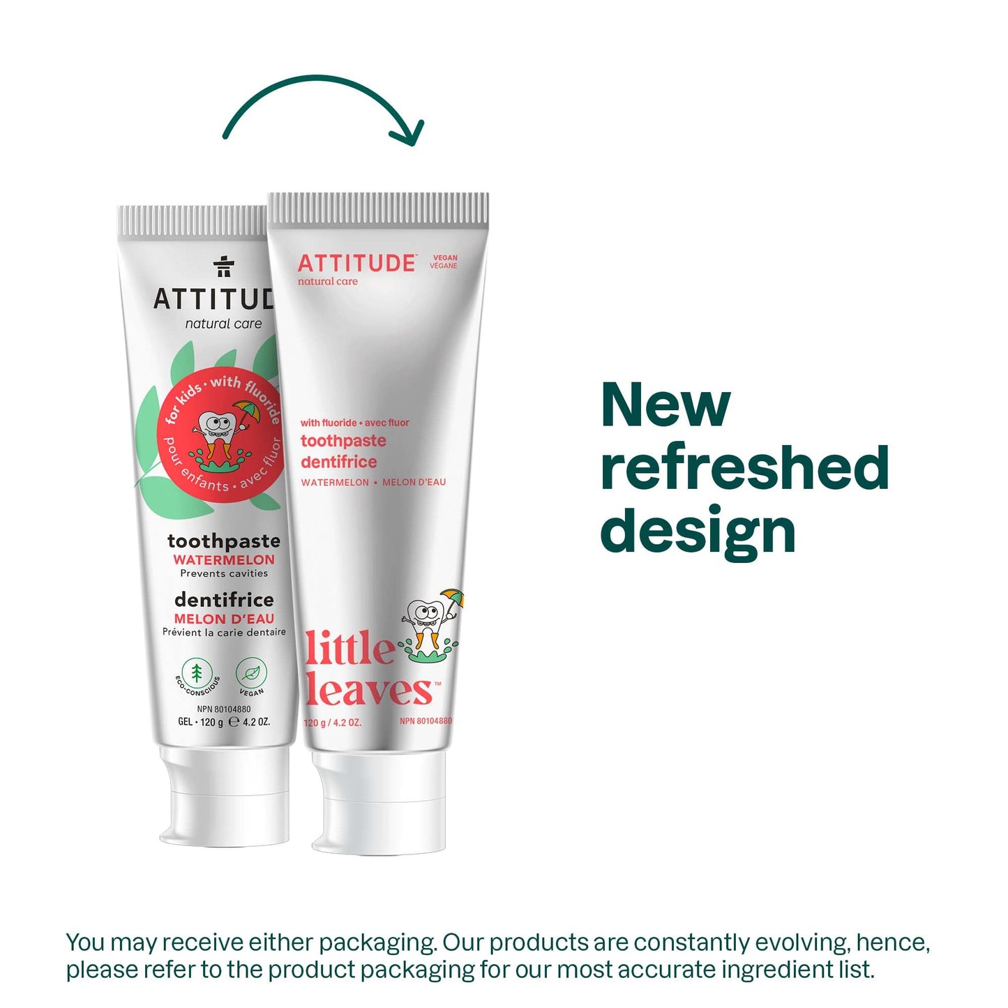 ATTITUDE Fluoride Toothpaste – Vegan, Cruelty-Free, Sugar-Free, Watermelon 4.2 oz