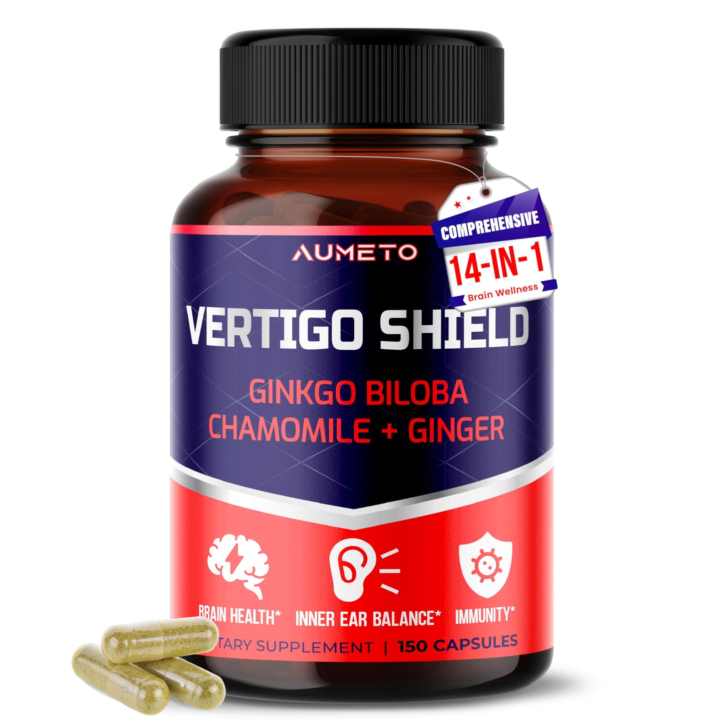 AUMETO Vertigo Support Complex - 14-in-1 Inner Ear Balance | Made in USA