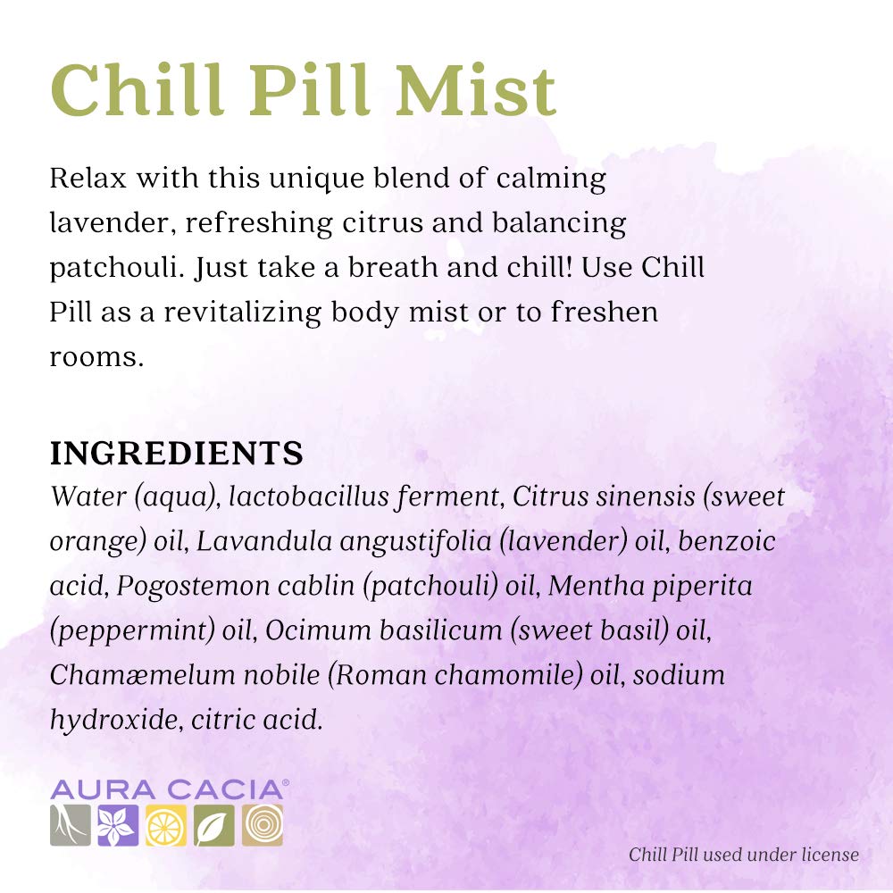 Aura Cacia Chill Pill Mist – Pure Essential Oils, 2 fl oz