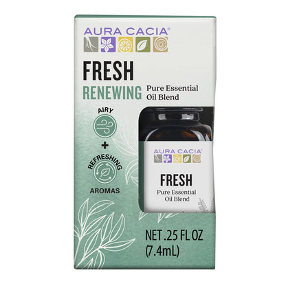 Aura Cacia Fresh Essential Oil Blend – 0.25 fl oz Boxed | Light Aroma, No Synthetic Fragrances