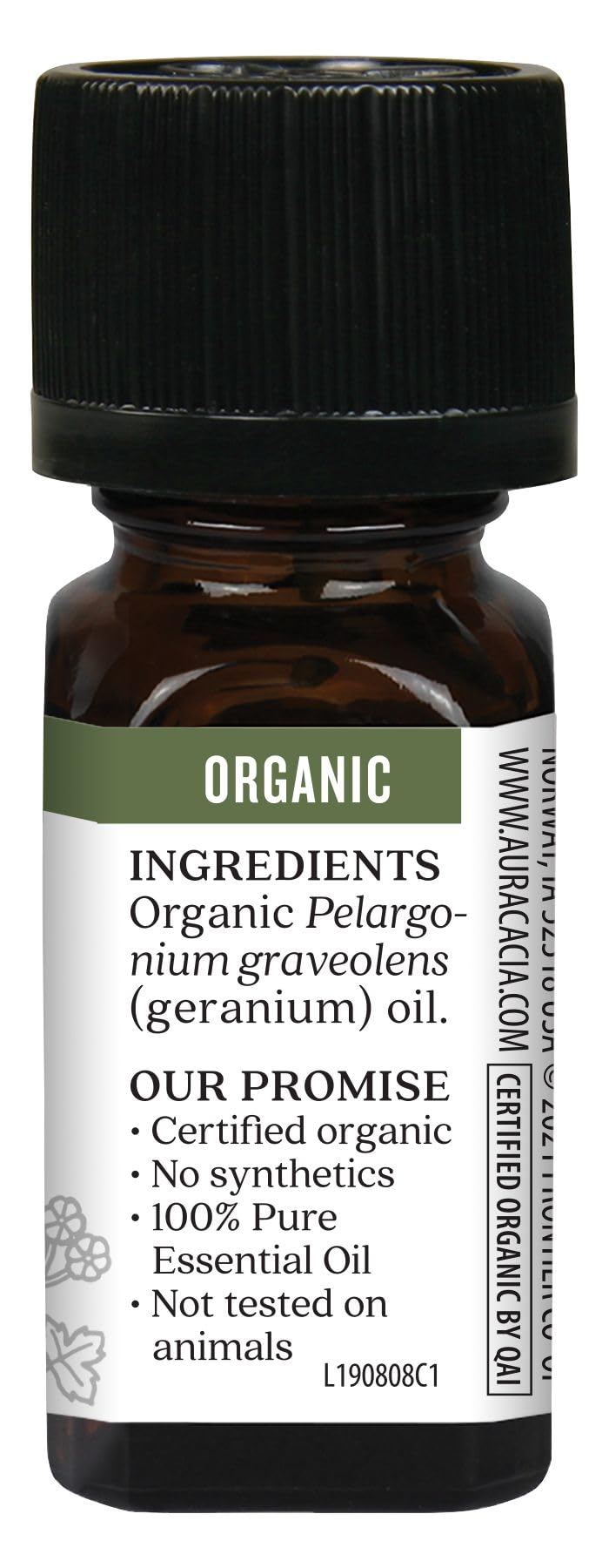 Aura Cacia 100% Pure Geranium Essential Oil | Certified Organic, GC/MS Tested for Purity | 7.4 ml (0.25 fl. oz.) | Pelargonium graveolens