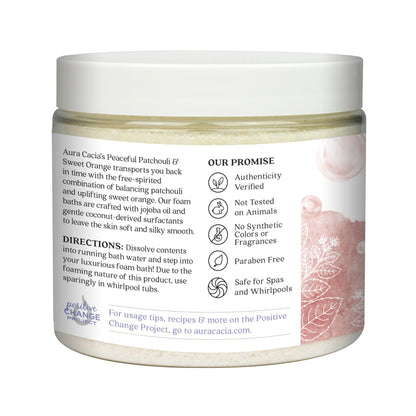Aura Cacia Aromatherapy Foam Bath Peaceful Patchouli and Sweet Orange | 14 oz