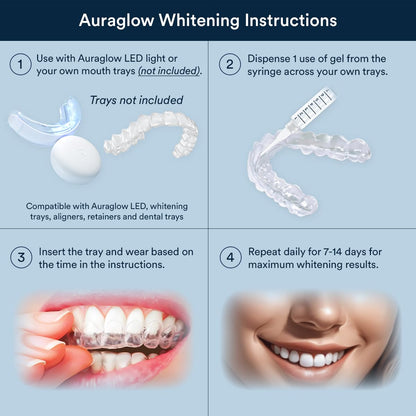 Auraglow 44% Teeth Whitening Gel Syringe Refill Pack - 3x5ml, 44% Carbamide Peroxide, 30 Treatments