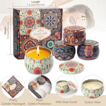 Auralome Scented Candles Gift Set – 4x 4.4oz Soy Wax Aromatherapy Candles