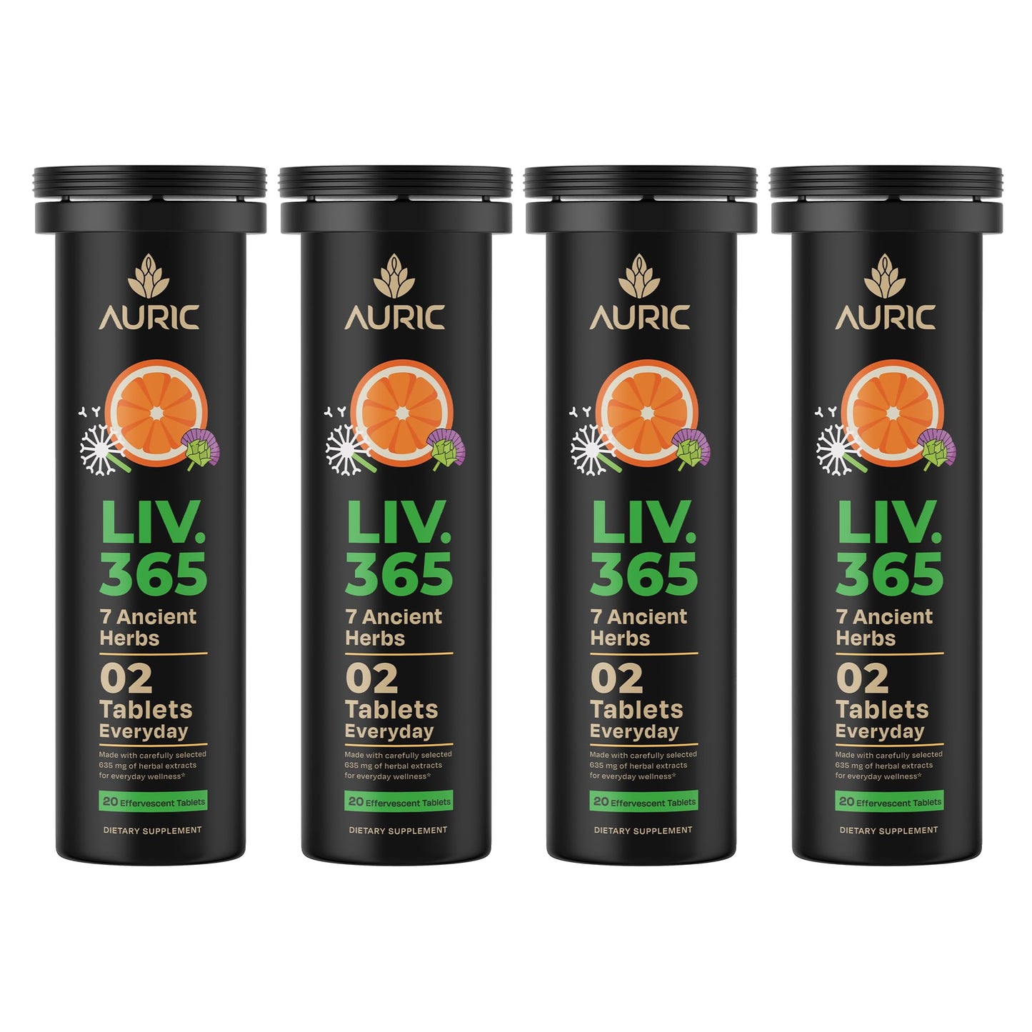 Auric Herbal Liver Support Supplement | Milk Thistle, Turmeric & More | 80 Tablets | Gluten-Free & Plant-Based