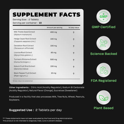 Auric Herbal Liver Support Supplement | Milk Thistle, Turmeric & More | 80 Tablets | Gluten-Free & Plant-Based