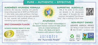Auromere Ayurvedic Cinnamon Toothpaste - Vegan, Fluoride Free, Neem & Peelu, 2-Pack