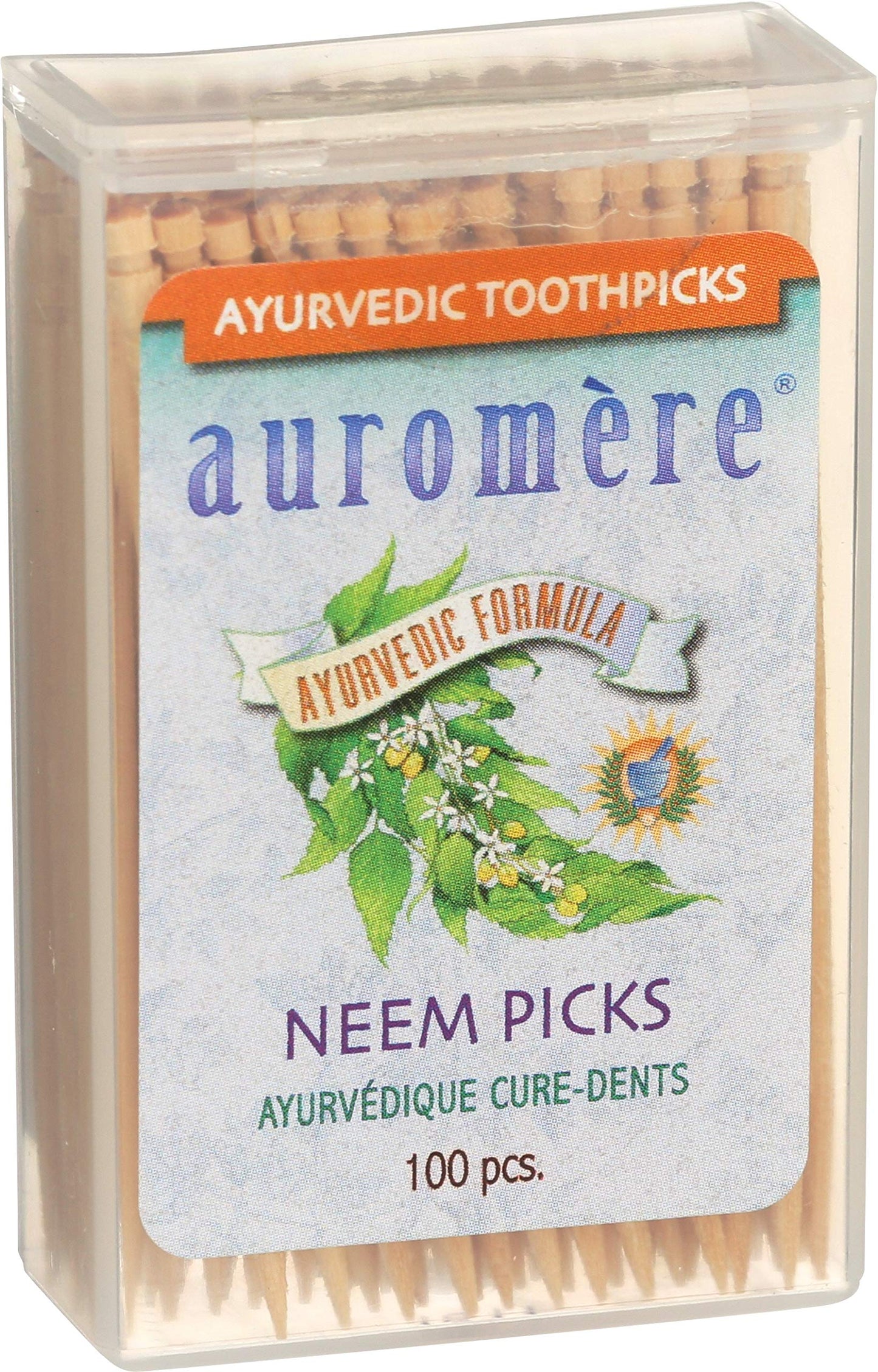 Auromere Ayurvedic Neem Toothpicks – Vegan, Natural, Non-GMO Birchwood (100 Count), 2 Pack