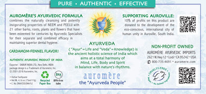 Auromere Ayurvedic Toothpaste – Cardamom Fennel, Foam-Free, Fluoride-Free, Vegan (2 Pack)