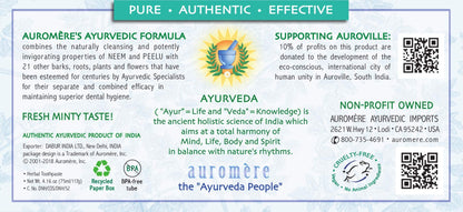 Auromere Ayurvedic Fresh Mint Toothpaste – Neem & Peelu, Vegan, Fluoride Free, 4.16 oz, 5 Pack