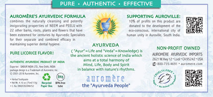 Auromere Ayurvedic Toothpaste - Mint Free, Vegan, Neem & Peelu (2 Pack)