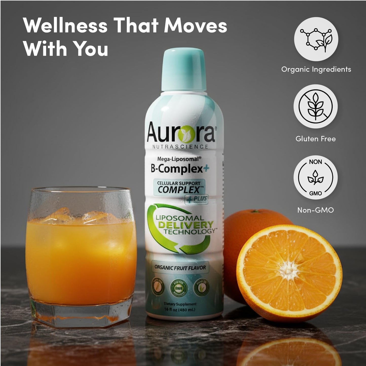 Aurora Nutrascience Mega-Liposomal B-Complex + Vitamin C – Energy & Immune Support | Gluten Free