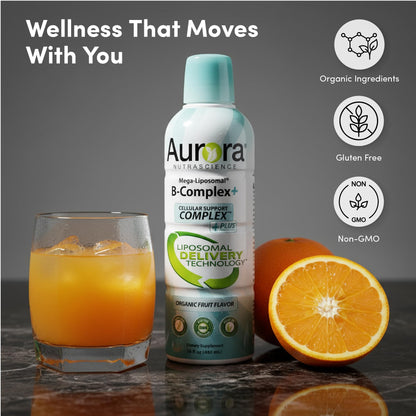 Aurora Nutrascience Mega-Liposomal B-Complex + Vitamin C – Energy & Immune Support | Gluten Free
