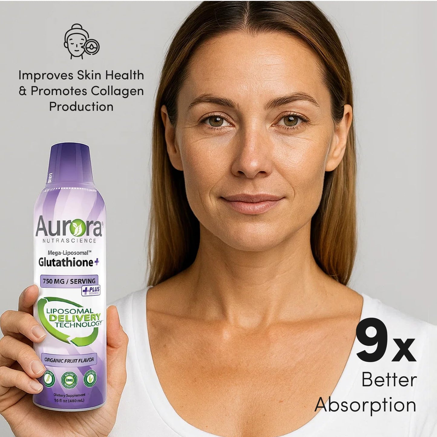 Vida Lifescience Aurora Nutrascience: Mega-Liposomal Glutathione + Vitamin C, 750 mg/Serving, 16 fl oz