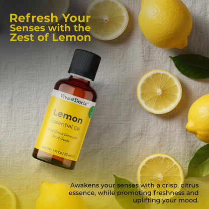 Viva Doria Lemon Essential Oil – 100% Pure, Undiluted, USA 30 mL