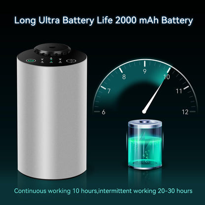 Waterless Essential Oil Diffuser – Battery Powered Car Diffuser with 3 Mist Levels and Timer (Silver)