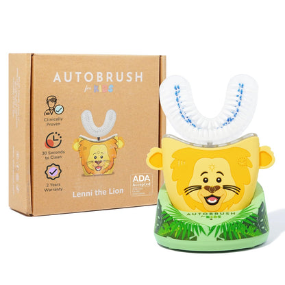 autobrush Kids Electric Toothbrush – ADA-Accepted U-Shaped, 5.1x Cleaner, 30s Clean, 360° Coverage, LED Lights & Music, Ages 3-5 (Lion)