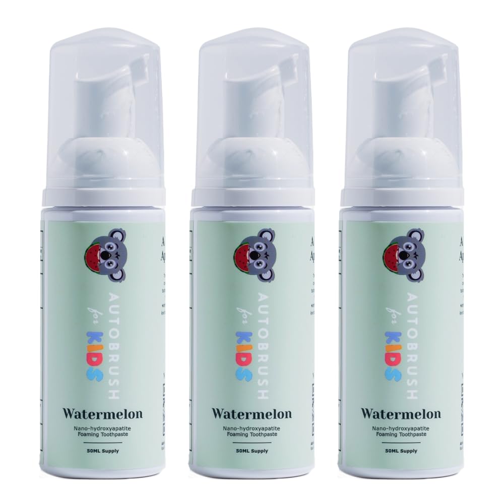 Autobrush Fluoride-Free Foaming Toothpaste for Kids - Watermelon (Pack of 3)