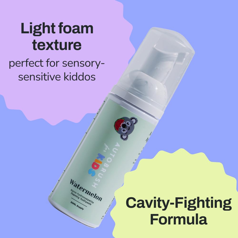 autobrush Fluoride Foaming Toothpaste for Kids - Watermelon Flavor, Whitening & Deep Cleaning
